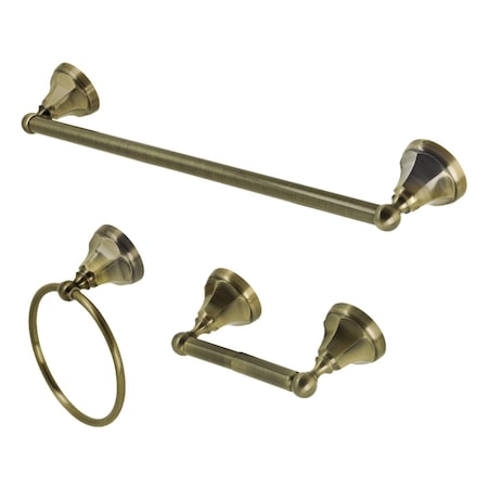Kingston Brass BAK4181248AB Metropolitan 3-Piece Towel Bar Accessory Set, Brass BAK4181248AB